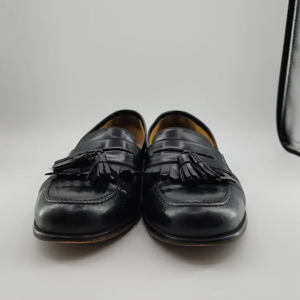 Mezlan Santander Dress Shoes Mens 9.5 Black Leather‎ Tassel Kiltie Loafer Spain